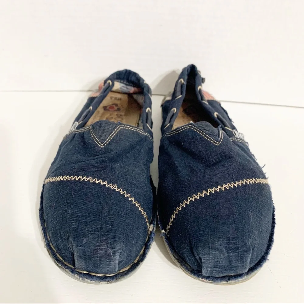 SKECHERS Bobs Canvas Slip-on Flat Raw Hem Shoes Style #: 37790-NVY Pop of Color